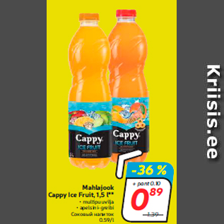 Allahindlus - Mahlajook Cappy Ice Fruit, 1,5 l**