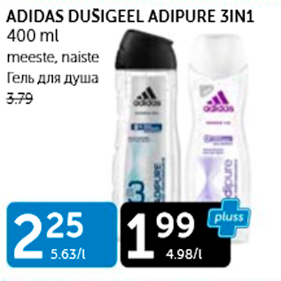 Allahindlus - ADIDAS DUŠIGEEL ADIPURE 3IN1 400 ML