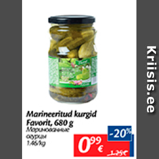 Allahindlus - Marineeritud kurgid Favorit, 680 g