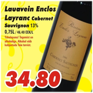 Allahindlus - Lauavein Enclos Layranc Cabernet Sauvignon