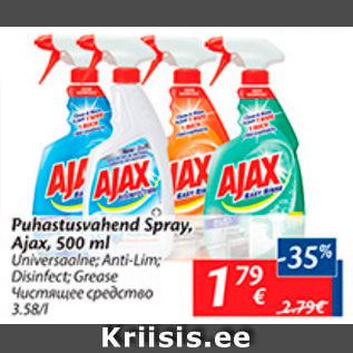 Allahindlus - Puhastusvahend Spray, Ajax, 500 ml