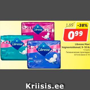 Allahindlus - Libresse Maxi hügieenisidemed, 9-10 tk