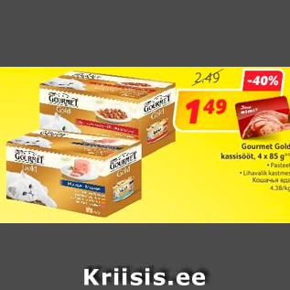 Allahindlus - Gourmet Gold kassisööt, 4 x 85 g**