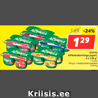 Allahindlus - Activia bifidobakteritega jogurt, 4 x 120 g*