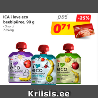 Allahindlus - ICA i love eco beebipüree, 90 g