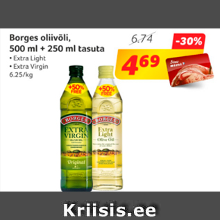 Allahindlus - Borges oliivõli, 500 ml + 250 ml tasuta