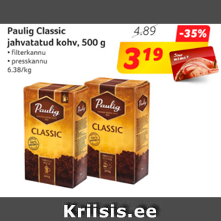 Allahindlus - Paulig Classic jahvatatud kohv, 500 g