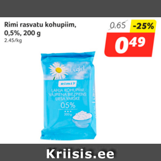 Allahindlus - Rimi rasvatu kohupiim, 0,5%, 200 g