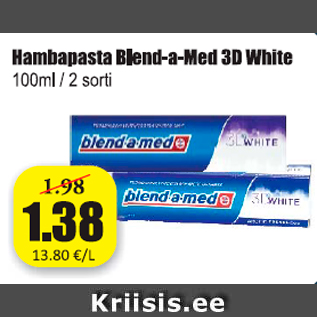 Allahindlus - Hambapasta Blend-a-Med 3D White