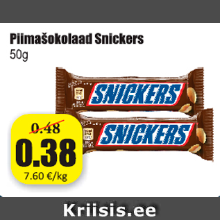 Allahindlus - Piimašokolaad Snickers 50 g