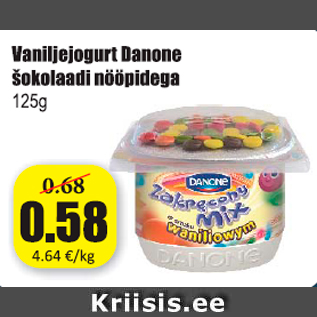 Allahindlus - Vaniljejogurt Danone šokolaadi nööpidega 125 g