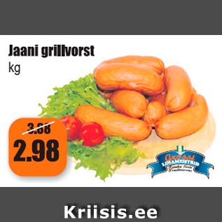 Allahindlus - Jaani grillvorst kg