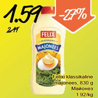 Allahindlus - Felixi klassikaline majonees, 830 g