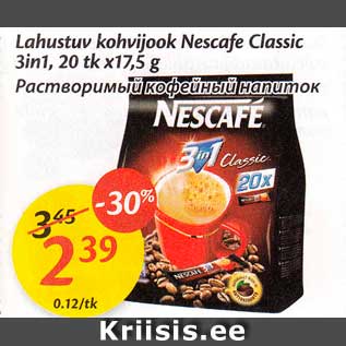 Allahindlus - Lahustuv kohvijook Nescafe Classic 3in1