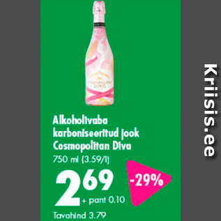 Allahindlus - Alkoholivaba karboniseeritud jook Cosmopolitan Diva 750 ml