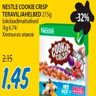 Allahindlus - Nestle Cookie Crisp teraviljahelbed šokolaadimaitselised