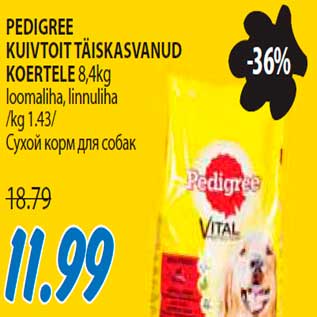 Allahindlus - Pedigree kuivtoit täiskasvanud koertele