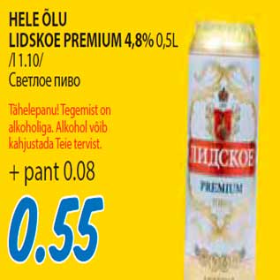 Allahindlus - Hele õlu Lidskoe Premium