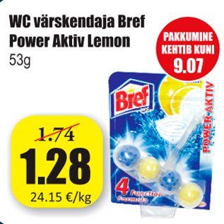 Allahindlus - WC värskendaja Bref Power Aktiv Lemon