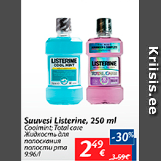 Allahindlus - Suuvesi Listerine, 250 ml