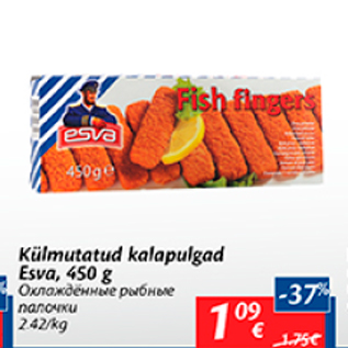 Allahindlus - Külmutatud kalapulgad Esva, 450 g