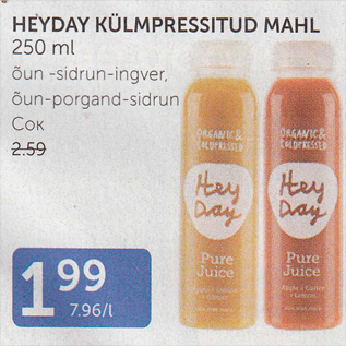 Allahindlus - HEYDAY KÜLMPRESSITUD MAHL 250 ML