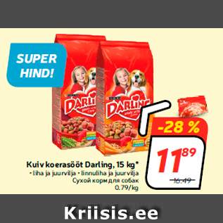 Allahindlus - Kuiv koerasööt Darling, 15 kg*