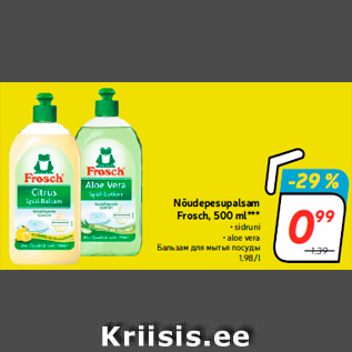 Allahindlus - Nõudepesupalsam Frosch, 500 ml***