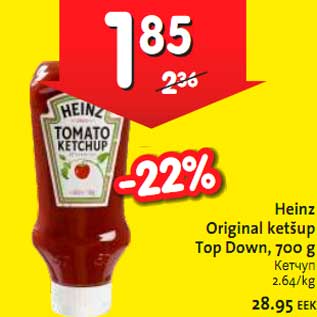 Allahindlus - Heinz Original ketsup Top Down