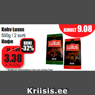 Allahindlus - Kohv Luxus 500g / 2 sorti