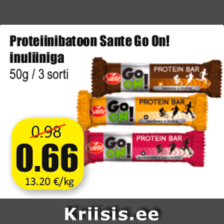 Allahindlus - Proteiinibatoon Sante Go On! inuliiniga