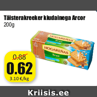 Allahindlus - Täisterakreeker kiudainega Arcor 200g