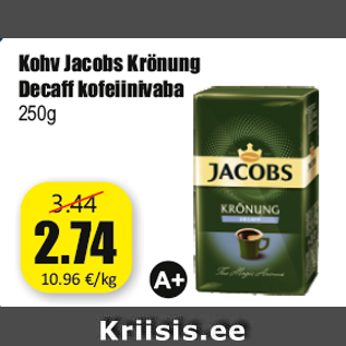 Allahindlus - Kohv Jacobs Krönung Decaff kofeiinivaba 250g