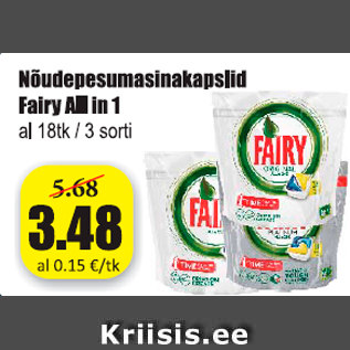 Allahindlus - Nõudepesumasinakapslid Fairy All in 1