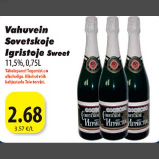 Allahindlus - Vahuvein Sovetskoje Igristoje Sweet 11,5%,0,75 L