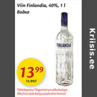 Allahindlus - Viin Finlandia, 40%, 1 l