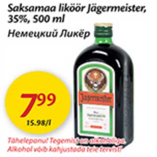 Allahindlus - Saksamaa liköör Jägermeister