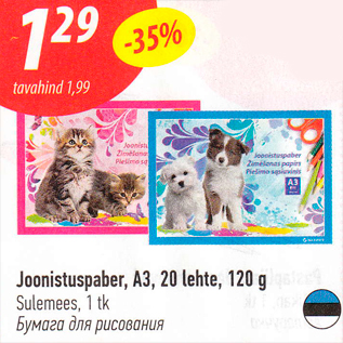 Allahindlus - Joonistupaber, A3, 20 lehte, 120 g