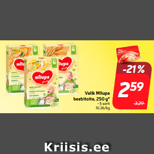 Allahindlus - Valik Milupa beebitoite, 250 g*