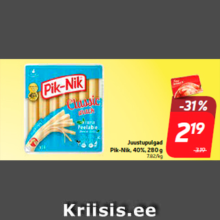 Allahindlus - Juustupulgad Pik-Nik, 40%, 280 g