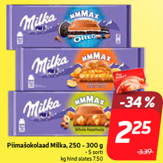 Allahindlus - Piimašokolaad Milka, 250 - 300 g