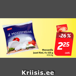 Allahindlus - Mozzarella juust Rimi, 4 x 125 g