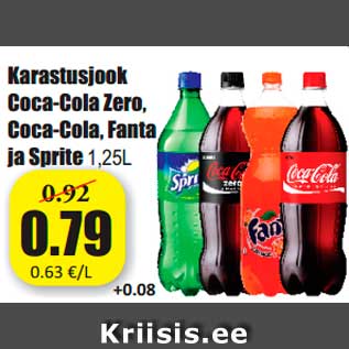 Allahindlus - Karastusjook Coca-Cola Zero, Coca-Cola, Fanta ja Sprite 1,25L