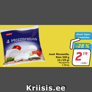 Allahindlus - Juust Mozzarella, Rimi, 500 g (4 x 125 g)