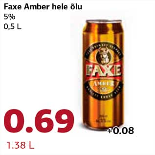 Allahindlus - Faxe Amber hele õlu 5% 0,5 L