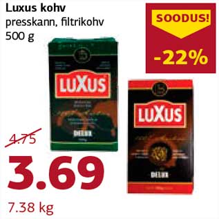 Allahindlus - Luxus kohv presskann, filtrikohv 500 g