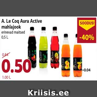 Allahindlus - A. Le Coq Aura Active mahlajook erinevad maitsed 0,5 L