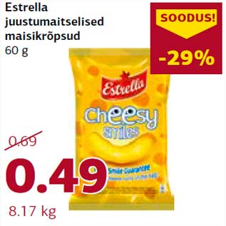 Allahindlus - Estrella juustumaitselised maisikrõpsud 60 g