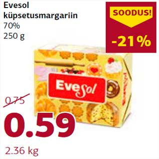 Allahindlus - Evesol küpsetusmargariin 70% 250 g