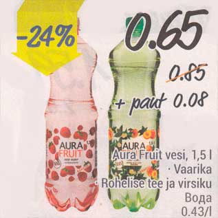 Allahindlus - Aura Fruit vesi, 1,5 l